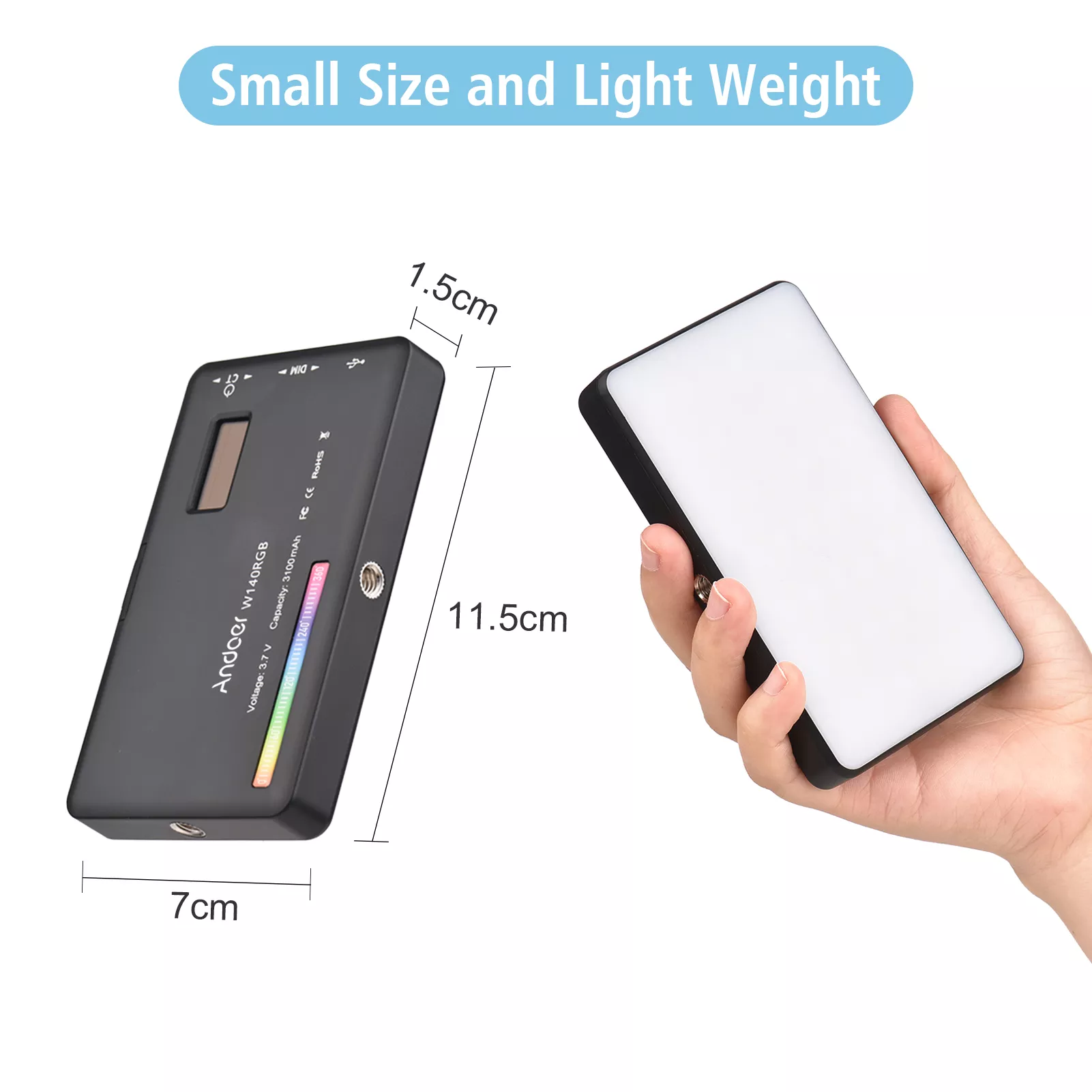 Portable RGB LED Video Light – Rechargeable, Dimmable, and Colorful Lighting - Image 7