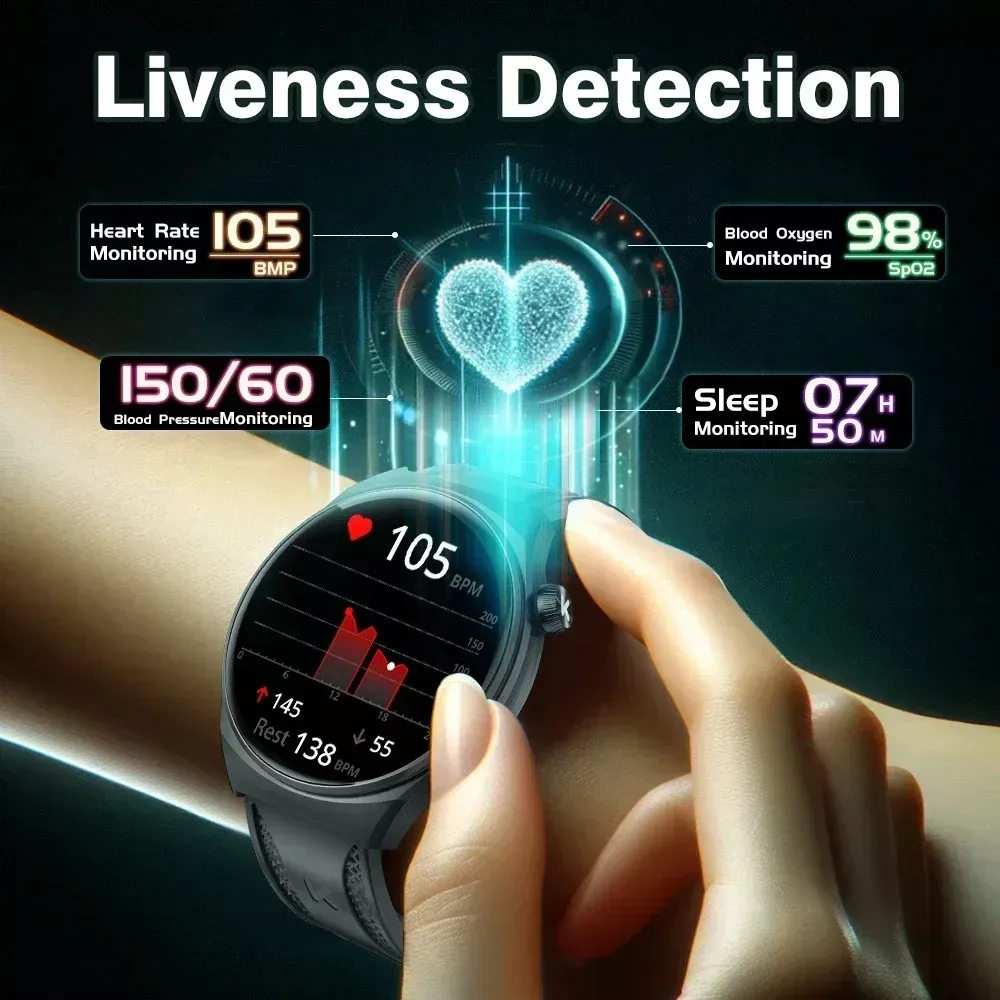 AMOLED Smartwatch with Bluetooth Calls, Heart Rate & Blood Pressure Monitor - Image 2