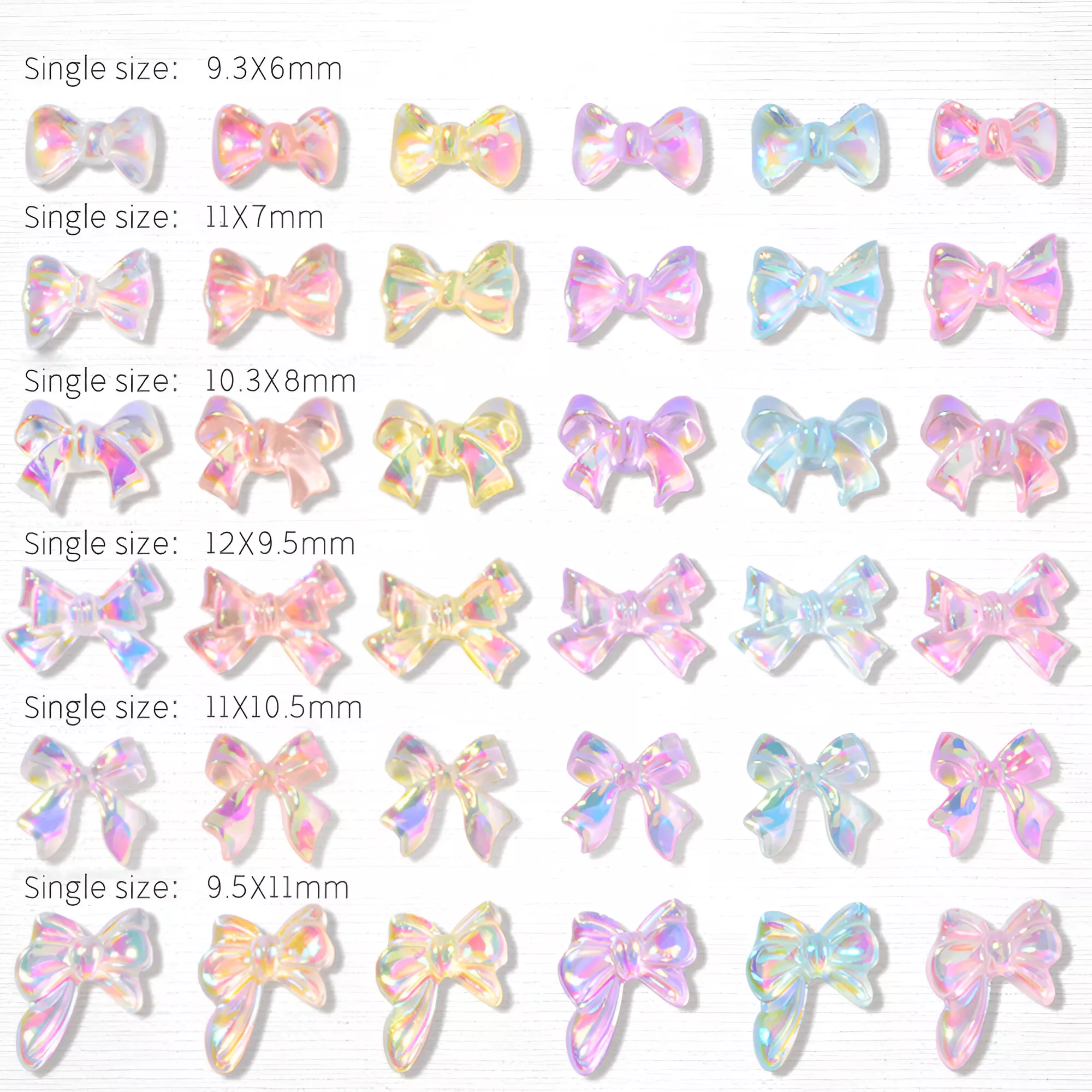 3D Aurora Bow Knot Nail Art Decorations - 50PCS Shiny Magic Ribbon Charms - Image 7