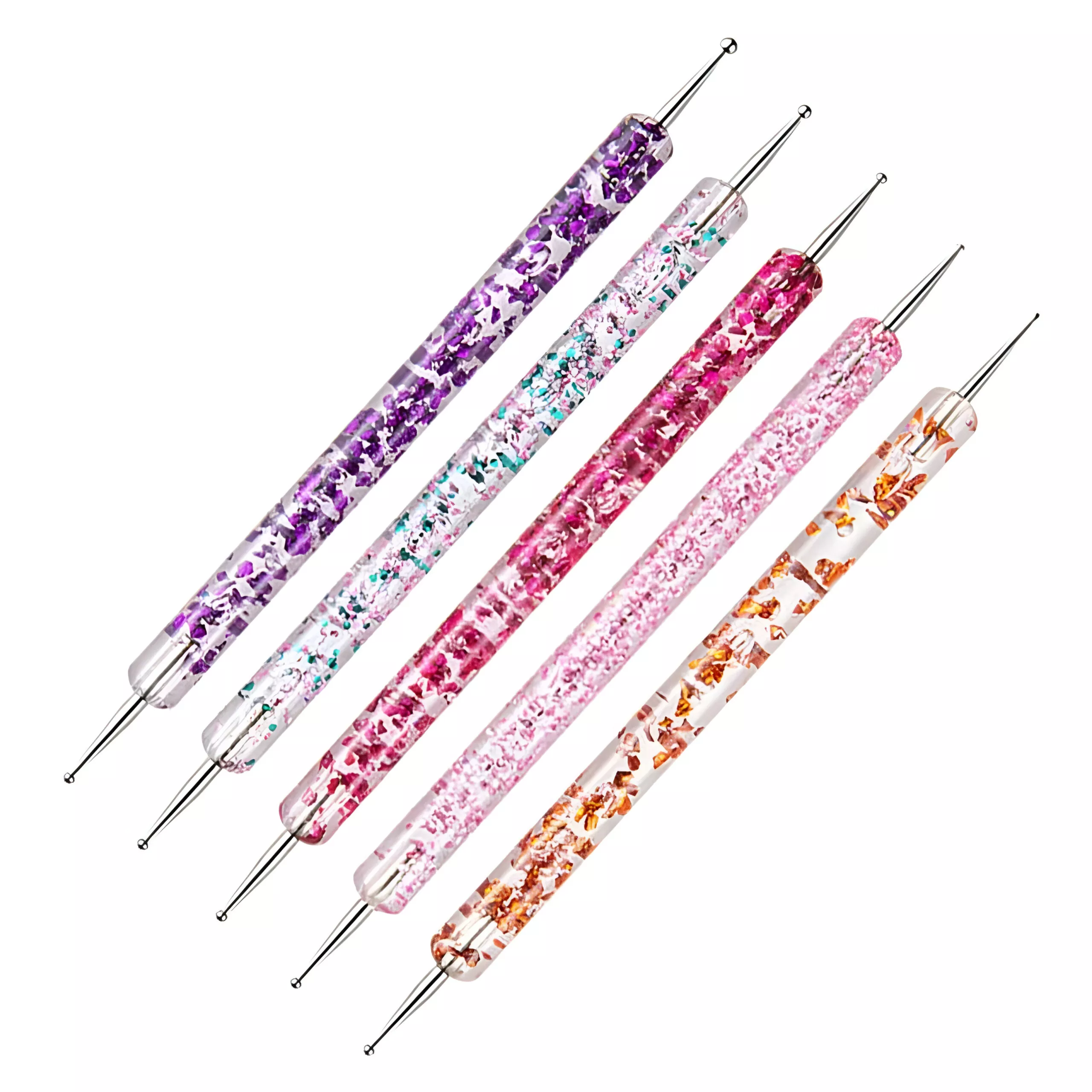 5Pcs Dual-Ended Nail Art Dotting Pens with Crystal Bead Handles - Image 5