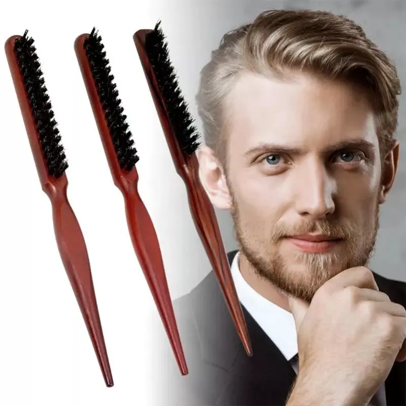 Natural Soft Bristle Hair Comb with Wood Handle - Anti-Static Scalp Massager & Styling Tool