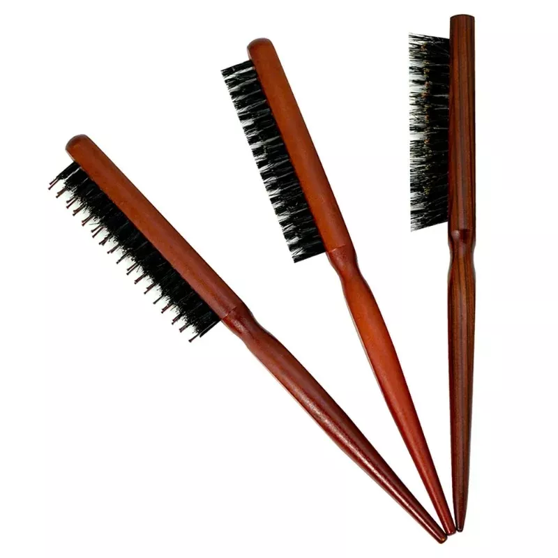 Natural Soft Bristle Hair Comb with Wood Handle - Anti-Static Scalp Massager & Styling Tool - Image 4