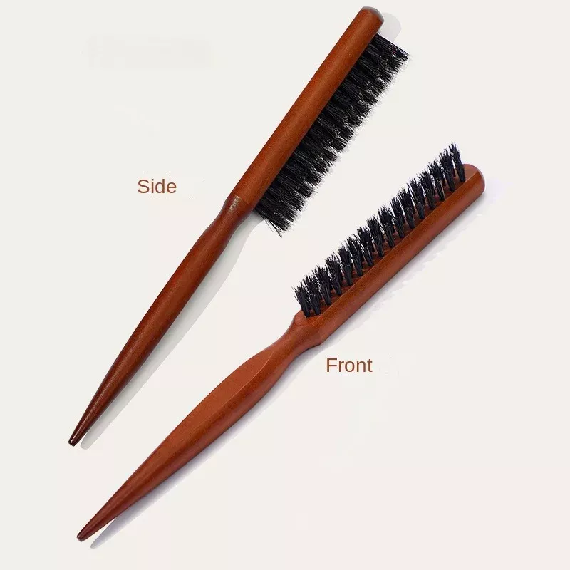 Natural Soft Bristle Hair Comb with Wood Handle - Anti-Static Scalp Massager & Styling Tool - Image 3