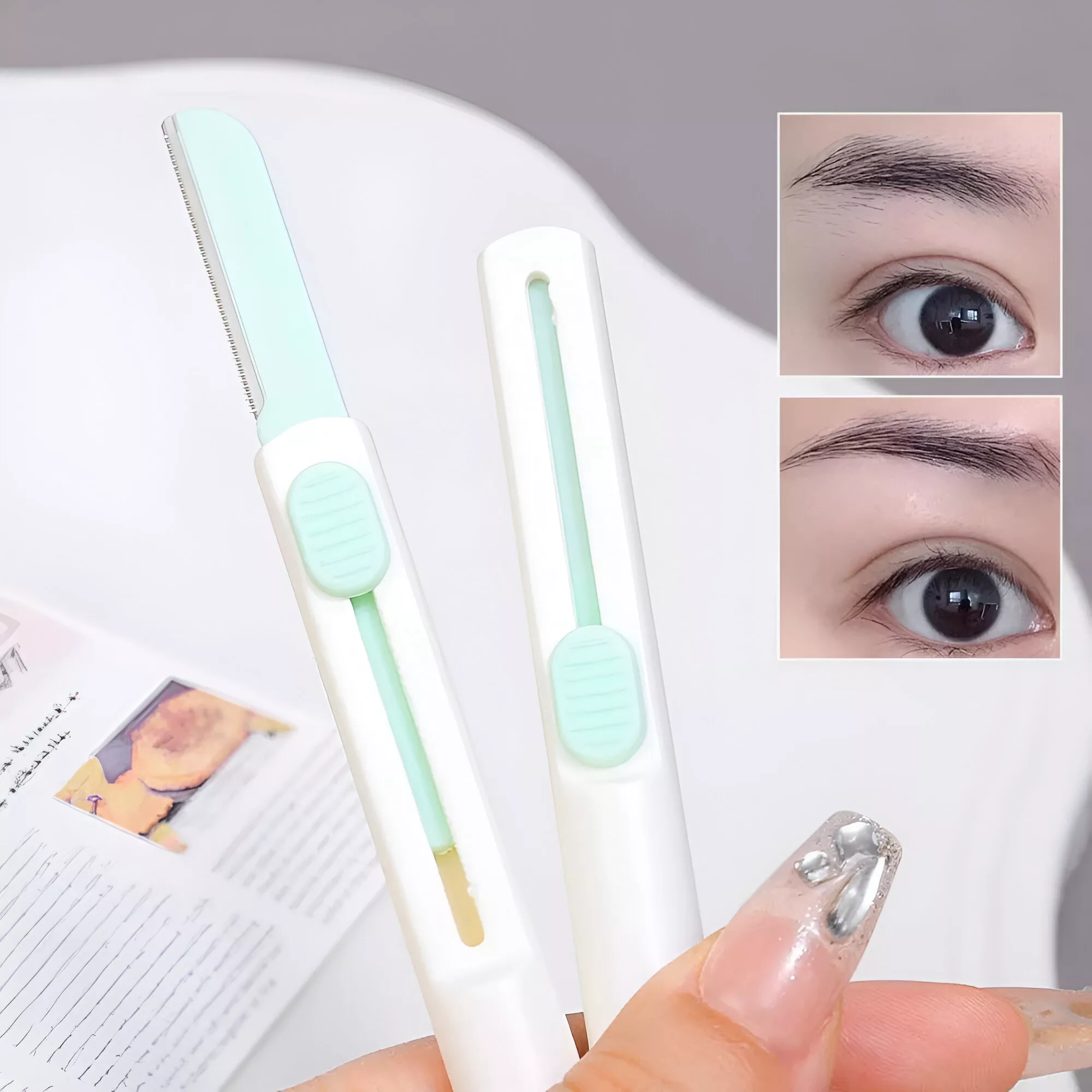 Retractable Micro Eyebrow Shaping Knives - 10PCS Safe & Easy Face and Body Razors - Image 3
