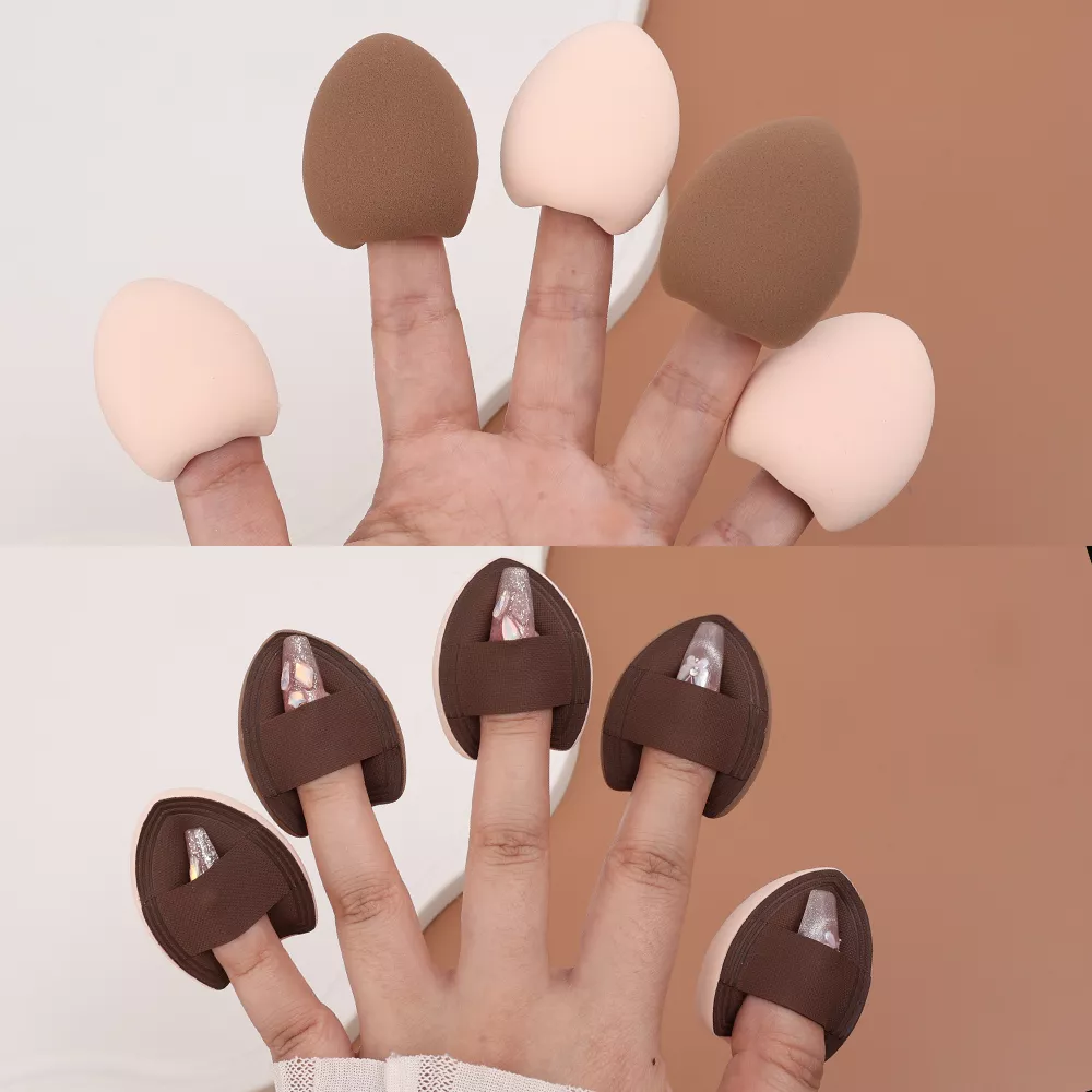 10PCS Mini Finger Cosmetic Puff Set - Soft Air Cushion Makeup Sponge for Foundation & Concealer - Image 3