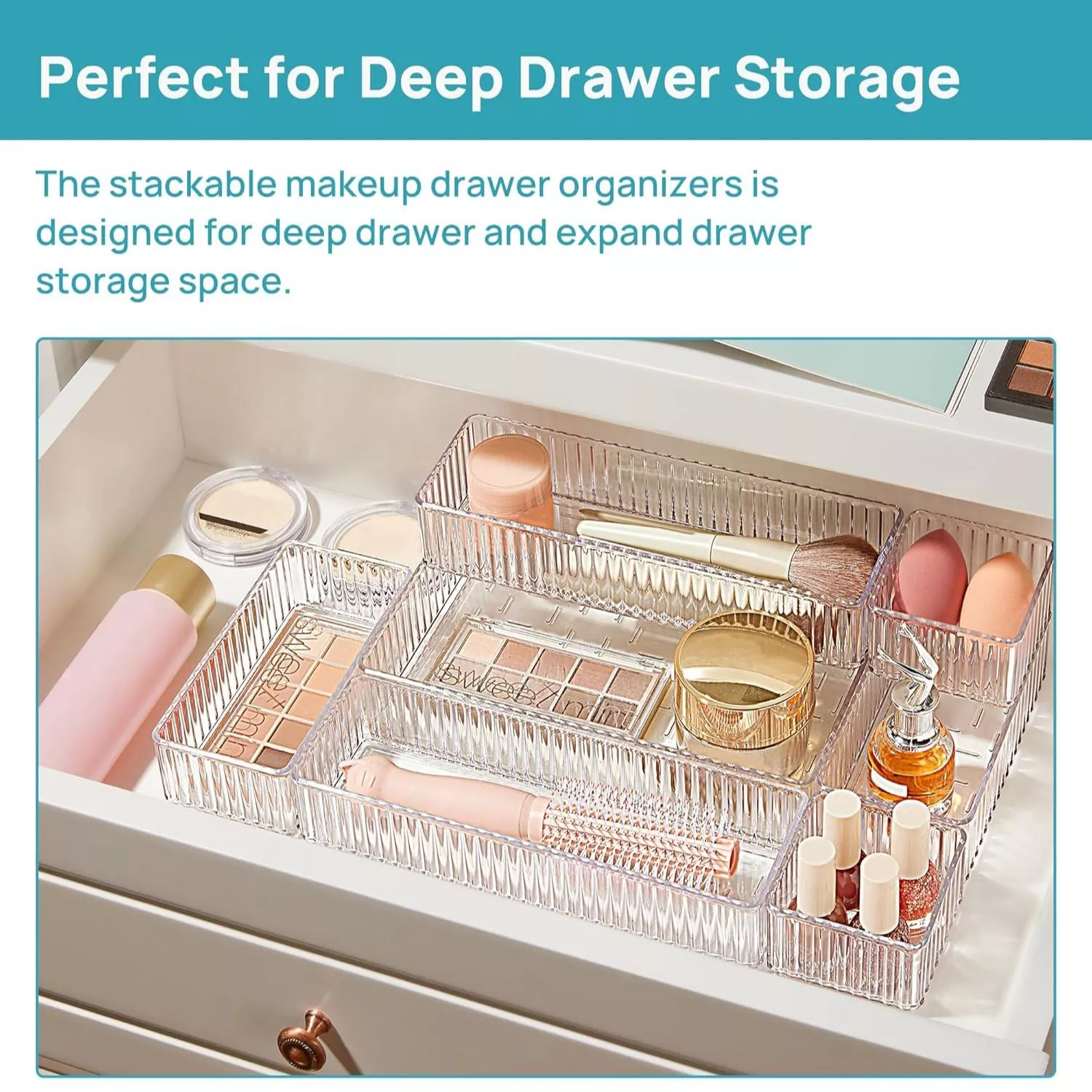 Clear Stackable Drawer Organizer Bins - Image 4
