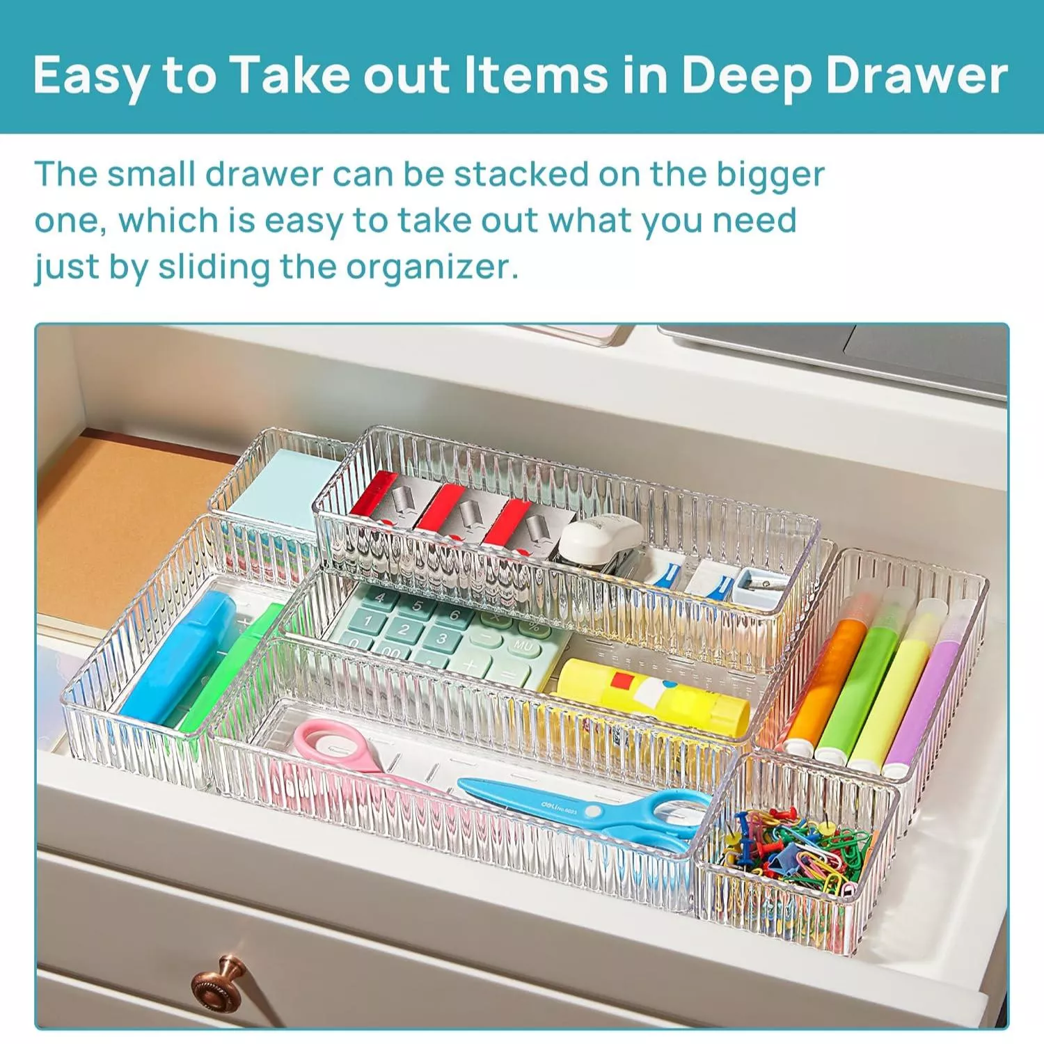 Clear Stackable Drawer Organizer Bins - Image 5