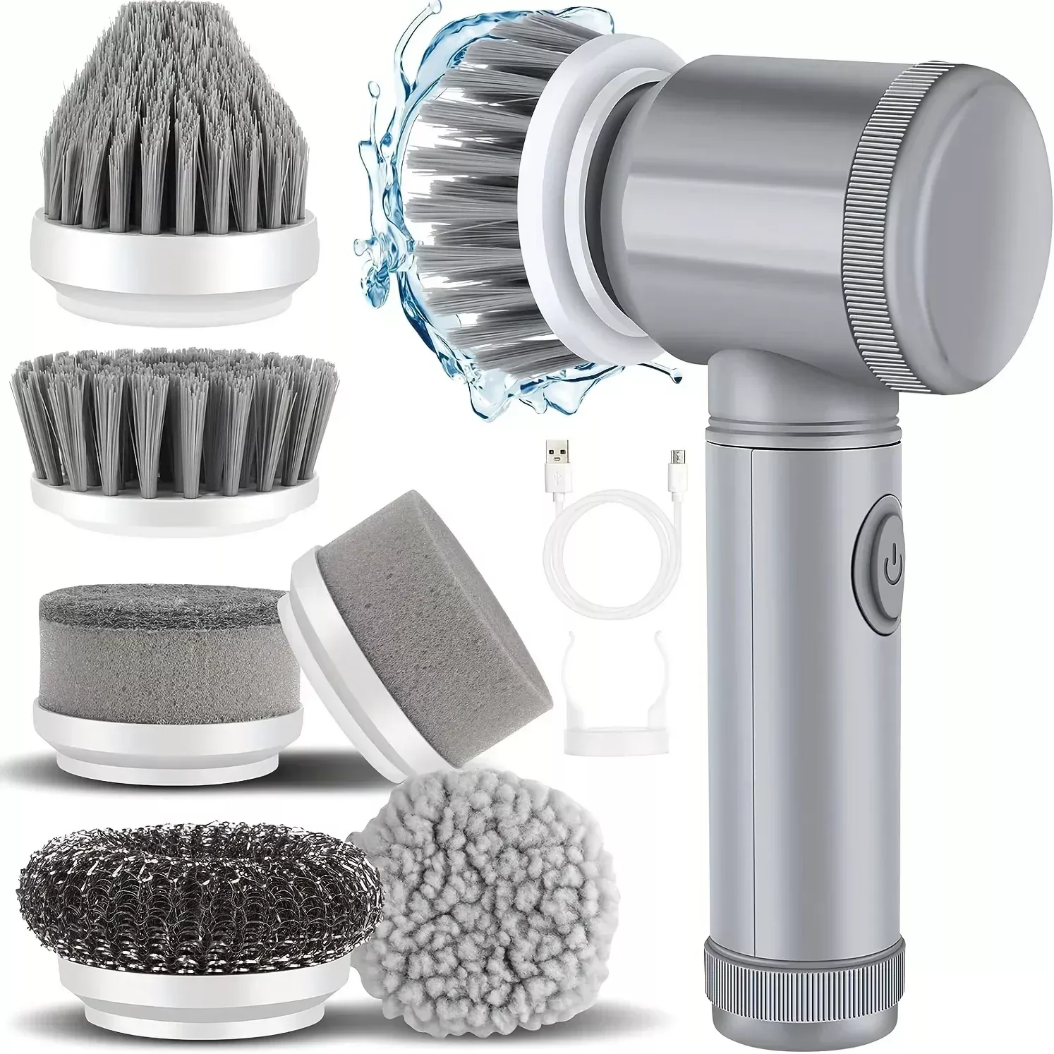 Cordless Electric Spin Scrubber with 6 Replaceable Brush Heads - Image 2