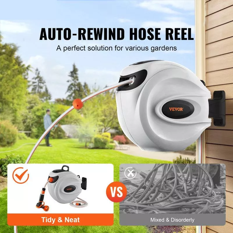 Retractable Garden Hose Reel 1/2" with 180° Swivel Wall Mount - Image 4