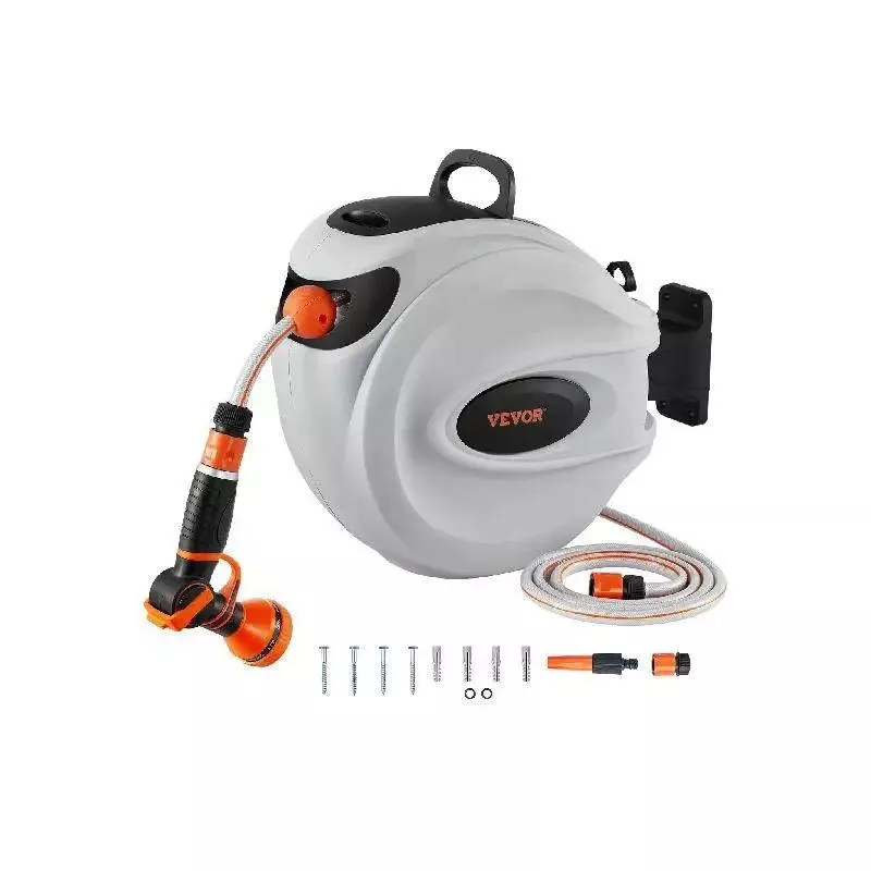 Retractable Garden Hose Reel 1/2" with 180° Swivel Wall Mount