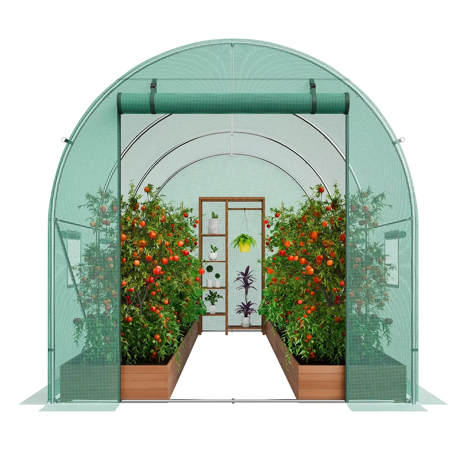Walk-In Tunnel Greenhouse with Steel Frame & Roll-Up Zipper Door – 11.3 x 6.4 ft