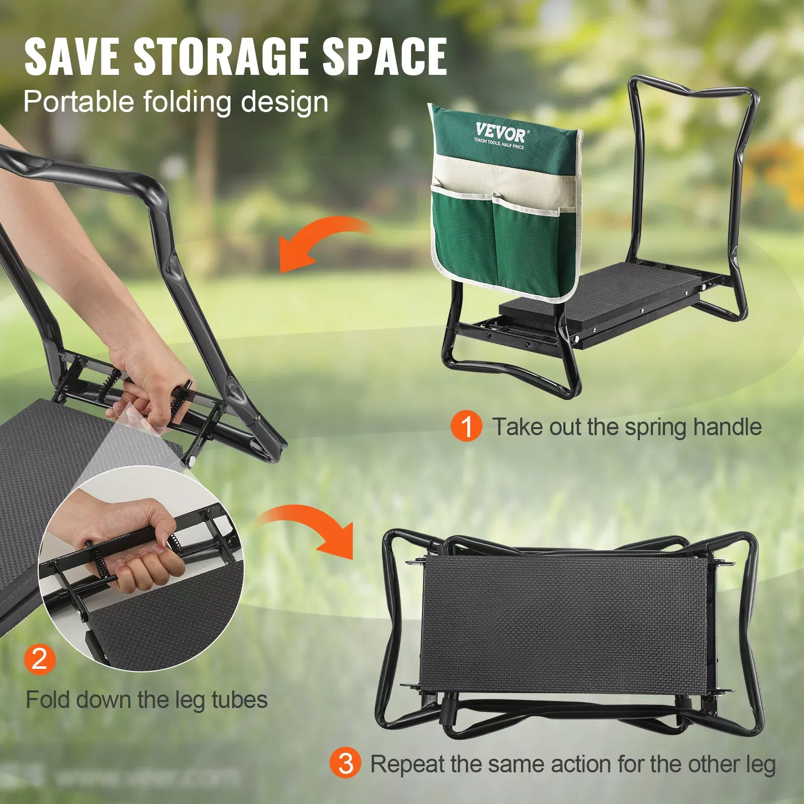 Foldable Garden Kneeler & Seat with 330 lbs Capacity - Image 4