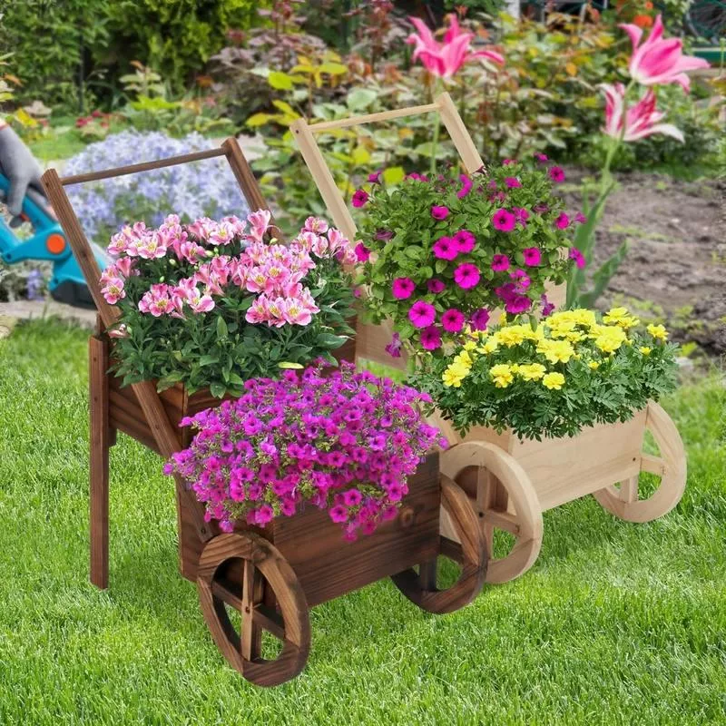 Wooden Wagon Planter