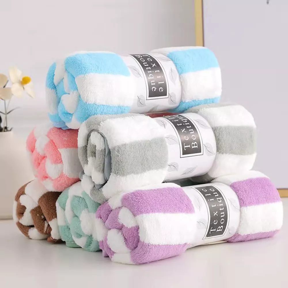 35x75cm Quick-Dry Striped Bath Towel Set - Image 3