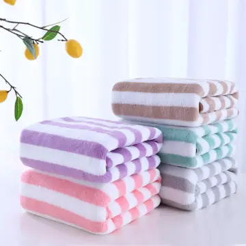 35x75cm Quick-Dry Striped Bath Towel Set