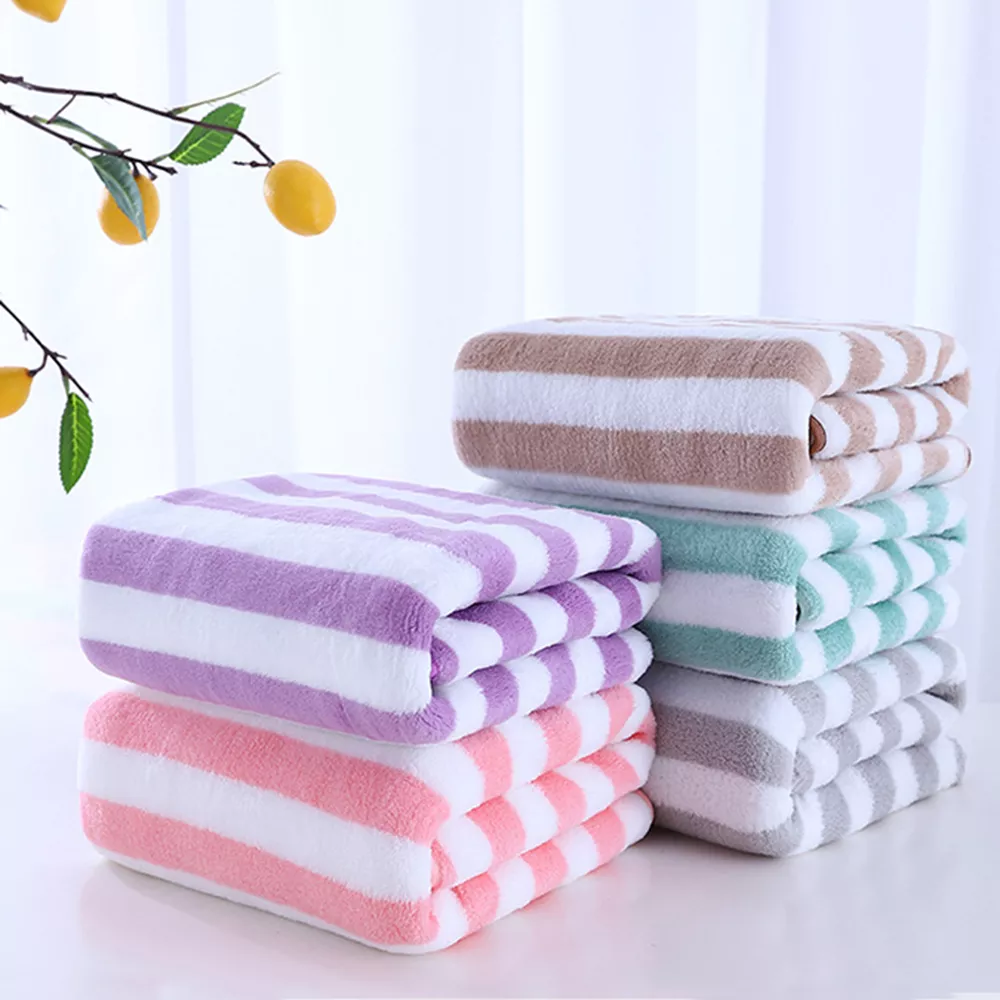 35x75cm Quick-Dry Striped Bath Towel Set