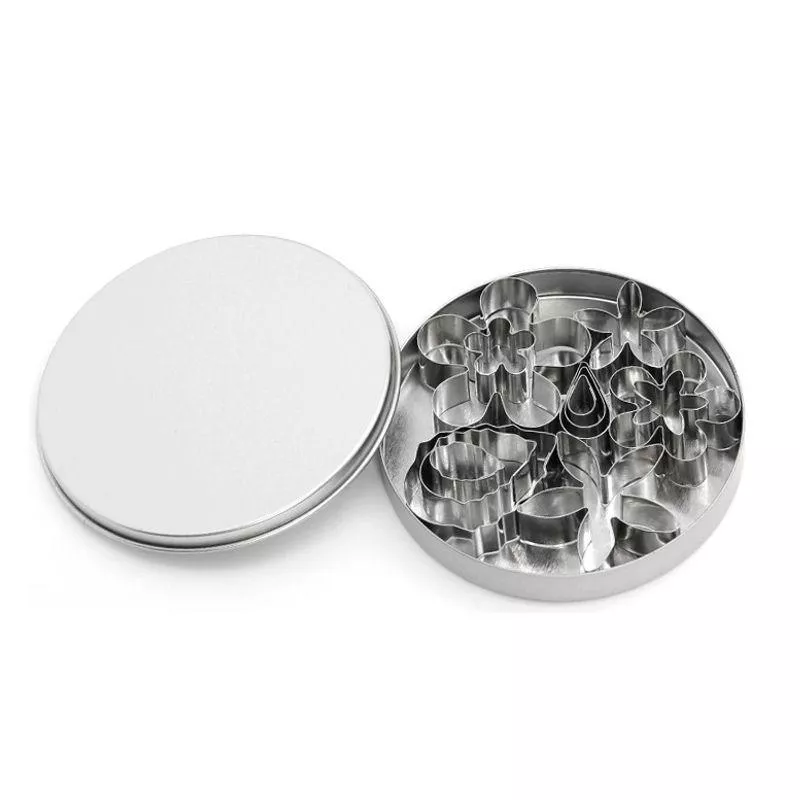12-Piece Stainless Steel Flower Cookie Cutter Set