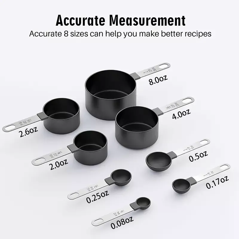 8-Piece Stackable Measuring Cups and Spoons Set with Stainless Steel Handles - Image 6