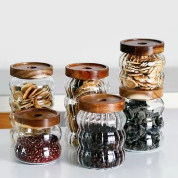 Sealed Striped Glass Jar with Lid