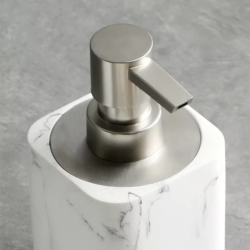 Marble White Bathroom Accessories Set with Soap Dispenser and Toothbrush Holder - Image 5