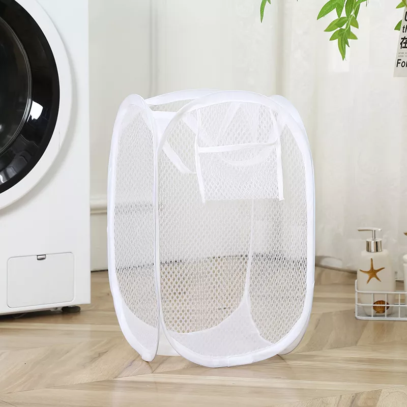 Folding Laundry Basket with Mesh Design - Image 4