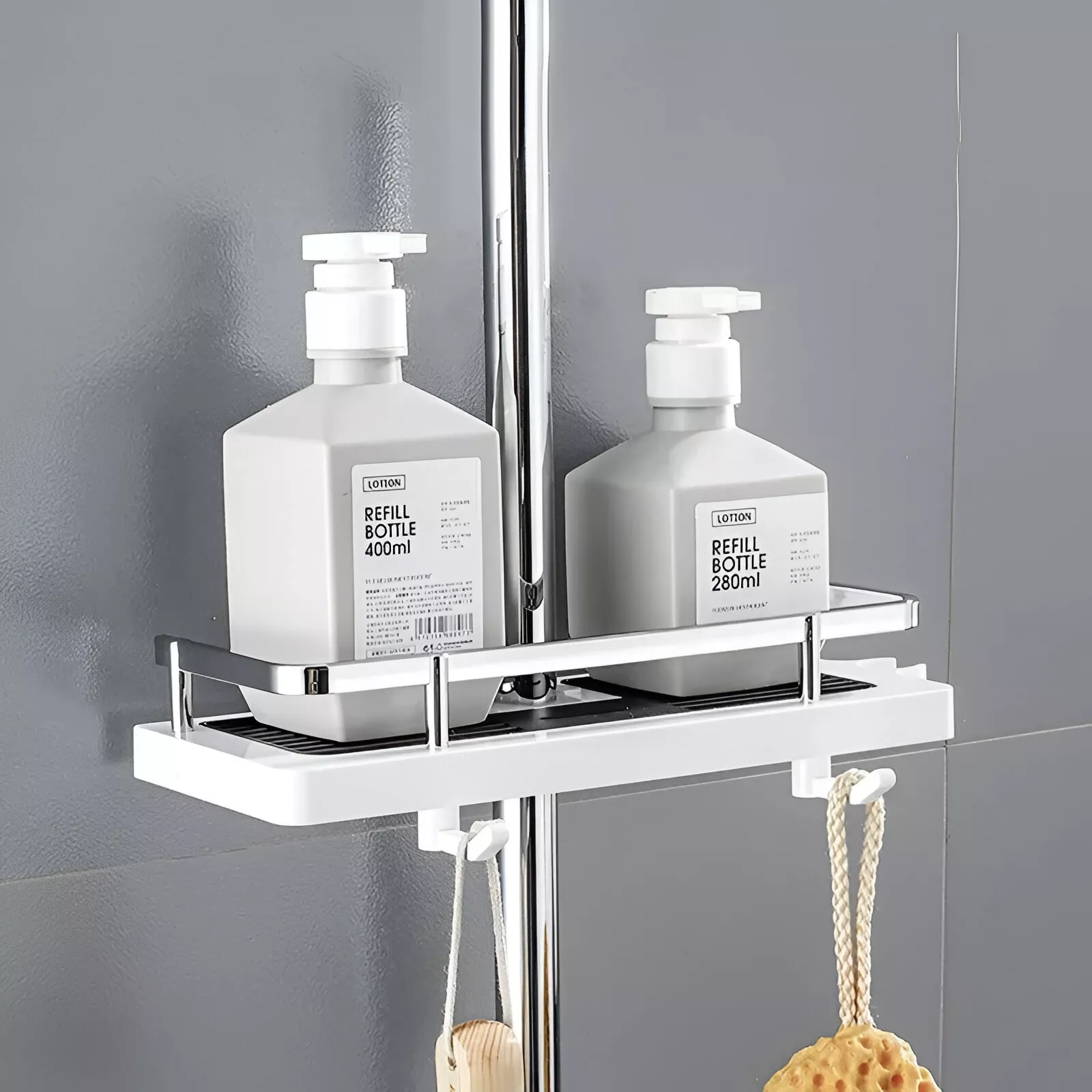 Shower Storage Rack Organizer - Wall-Mounted No-Drill Holder for Shampoo & Shower Gel - Image 2