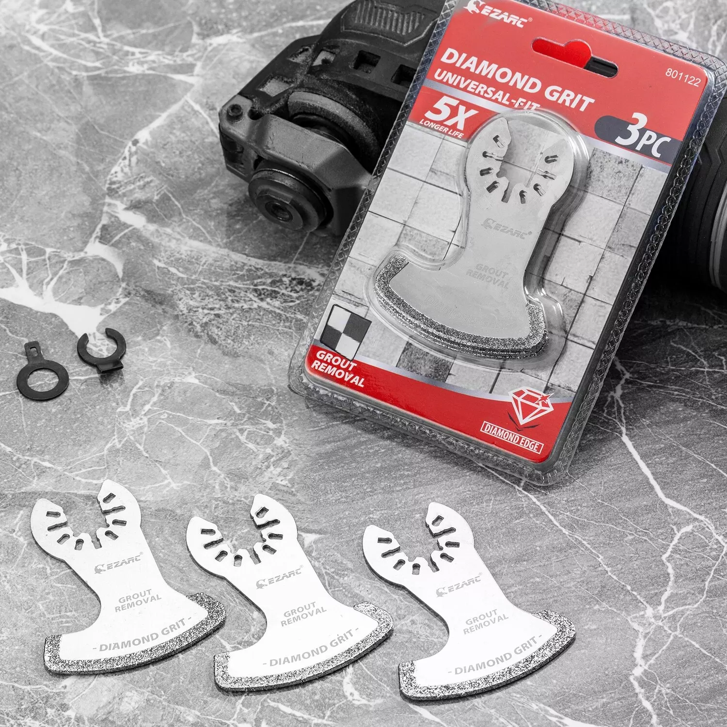 3PC Oscillating Multi Tool Diamond Blades for Grout Removal and Mortar Cutting - Image 4