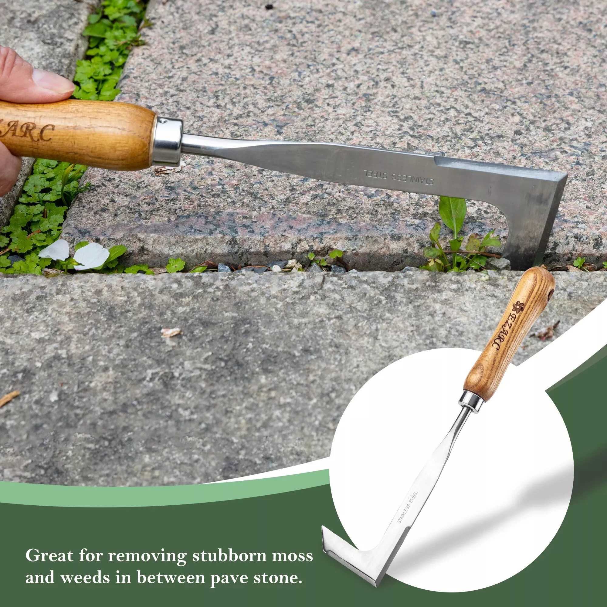 Crack Weeder Crevice Weeding Tool 11.2" Stainless Steel Manual Puller - Image 3