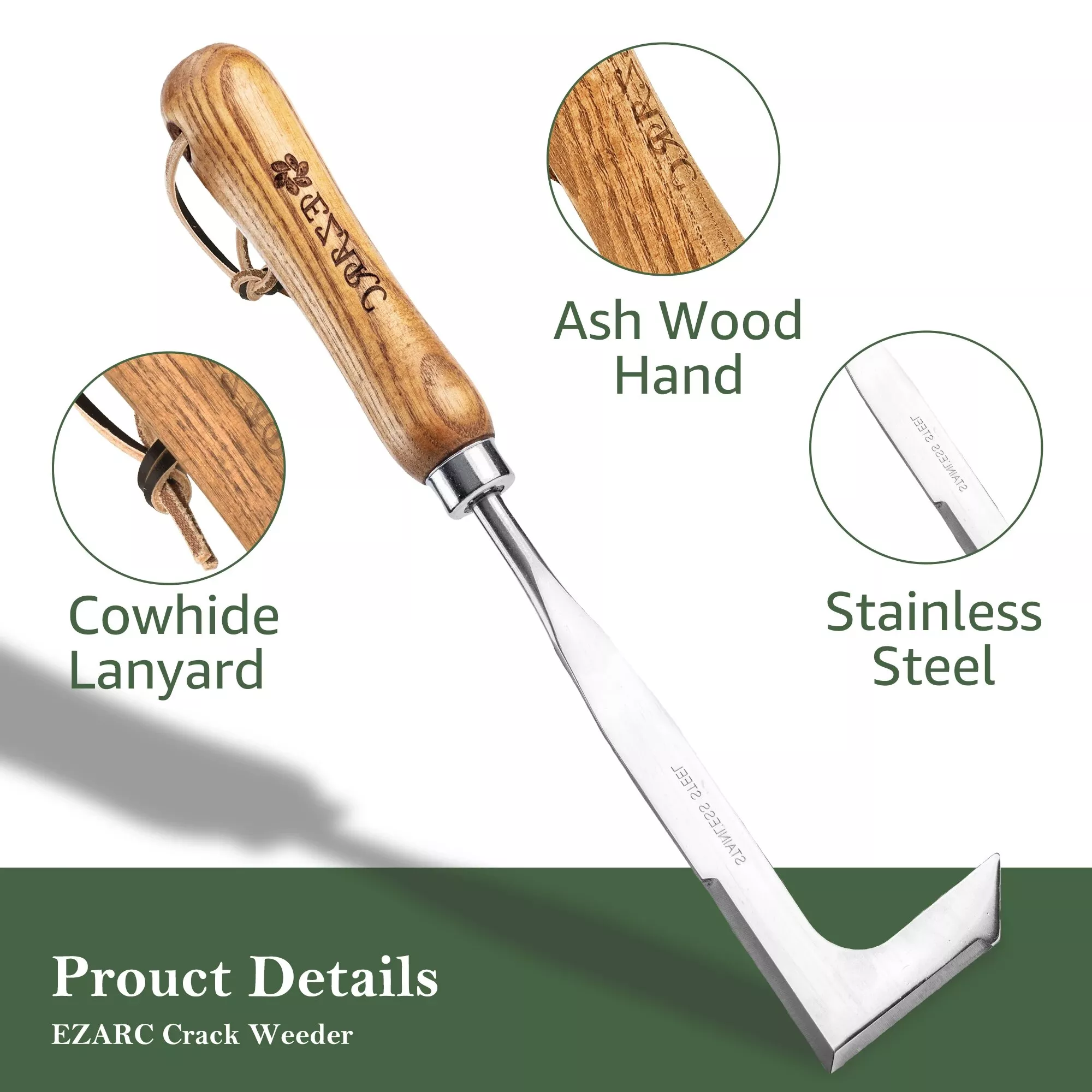 Crack Weeder Crevice Weeding Tool 11.2" Stainless Steel Manual Puller - Image 6