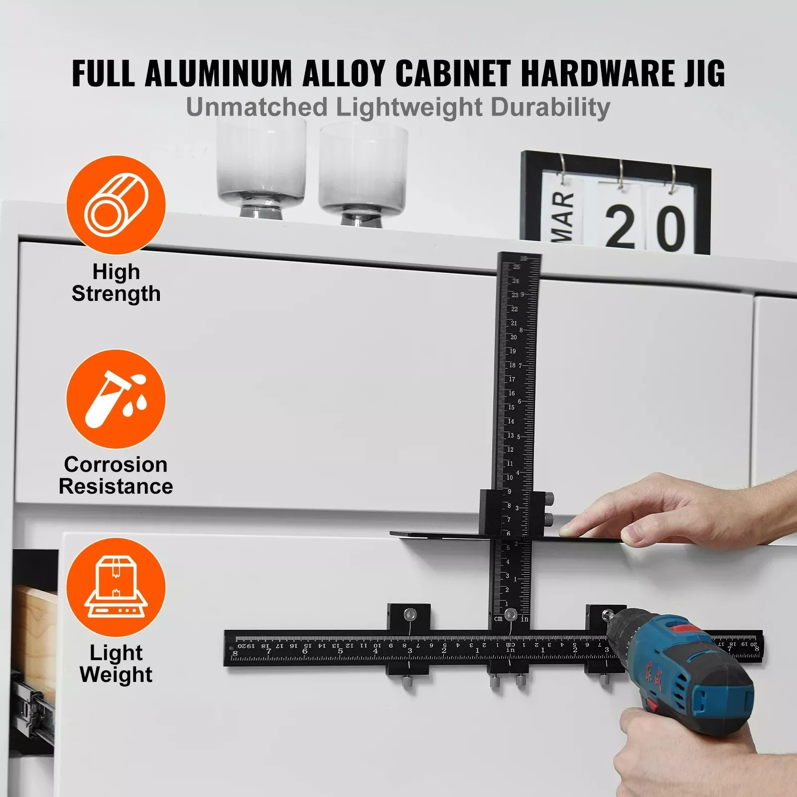 Adjustable Cabinet Hardware Jig with Center Punch - Image 2
