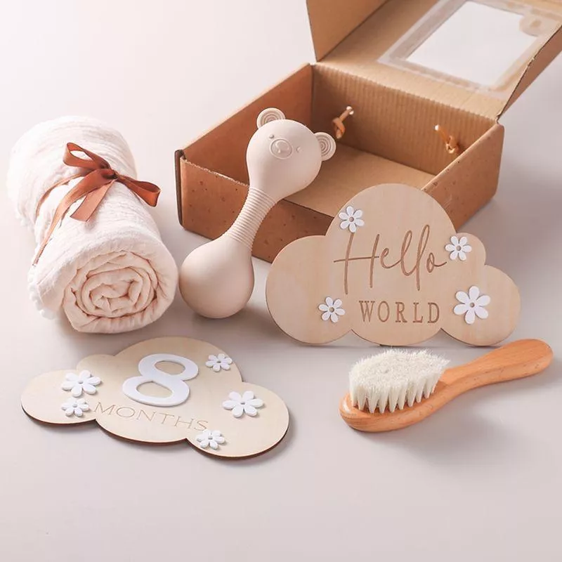 Baby Silicone Maracas Rattle & Milestone Cards Photography Set – Newborn Essentials