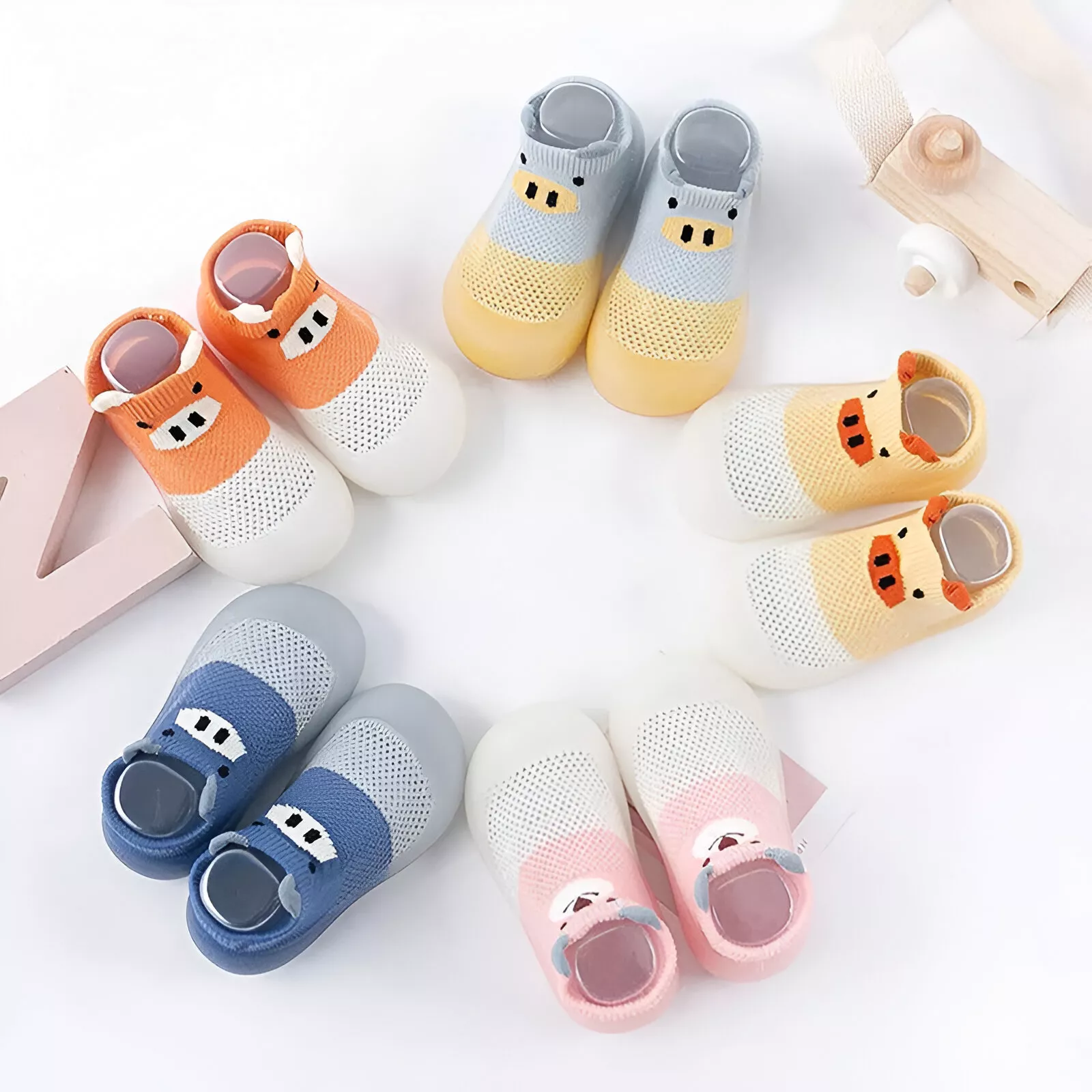 Baby Sock Shoes with Non-Slip Rubber Sole for First Walkers - Cartoon Design - Image 2