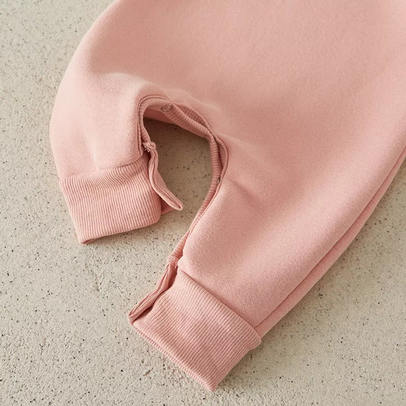 Baby Sweatshirt Romper - Solid Color Fleece Long Sleeve Jumpsuit for Newborns - Image 6