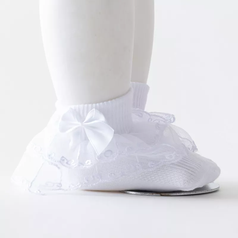 Baby Girl Lace Bow Socks - Non-Slip, Soft, Ruffle Design for Spring & Fall - Image 7