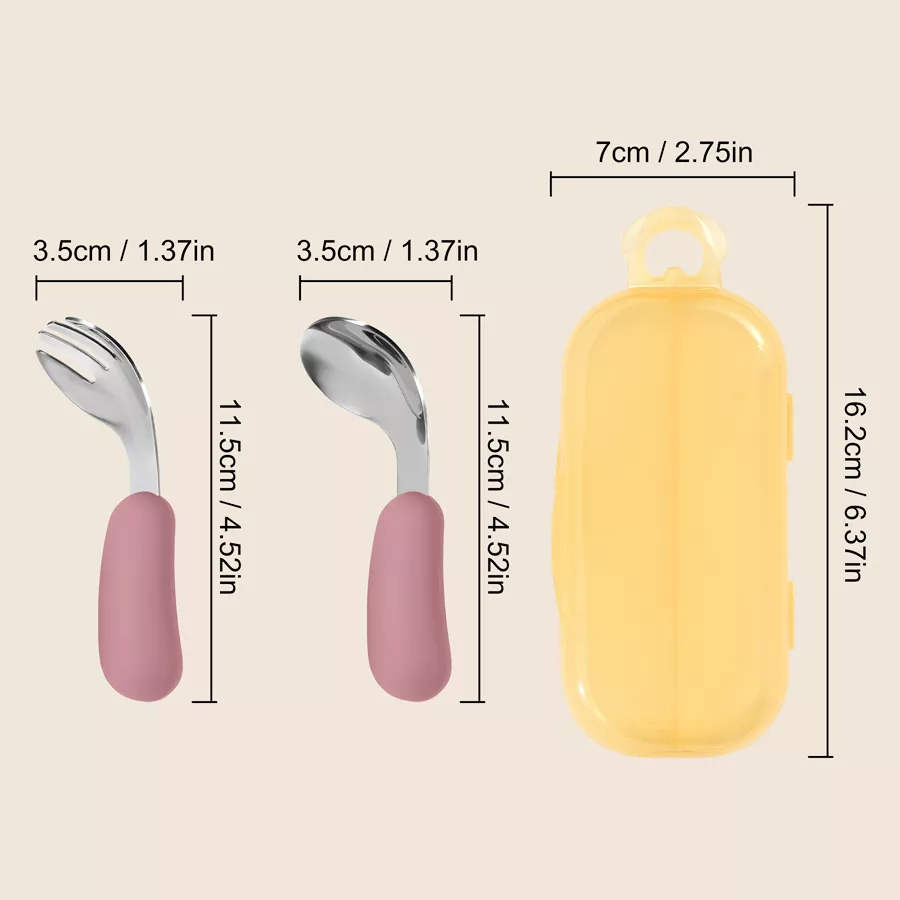 2PCS Baby Silicone and Stainless Steel Utensils - Fork & Spoon Feeding Set - Image 6