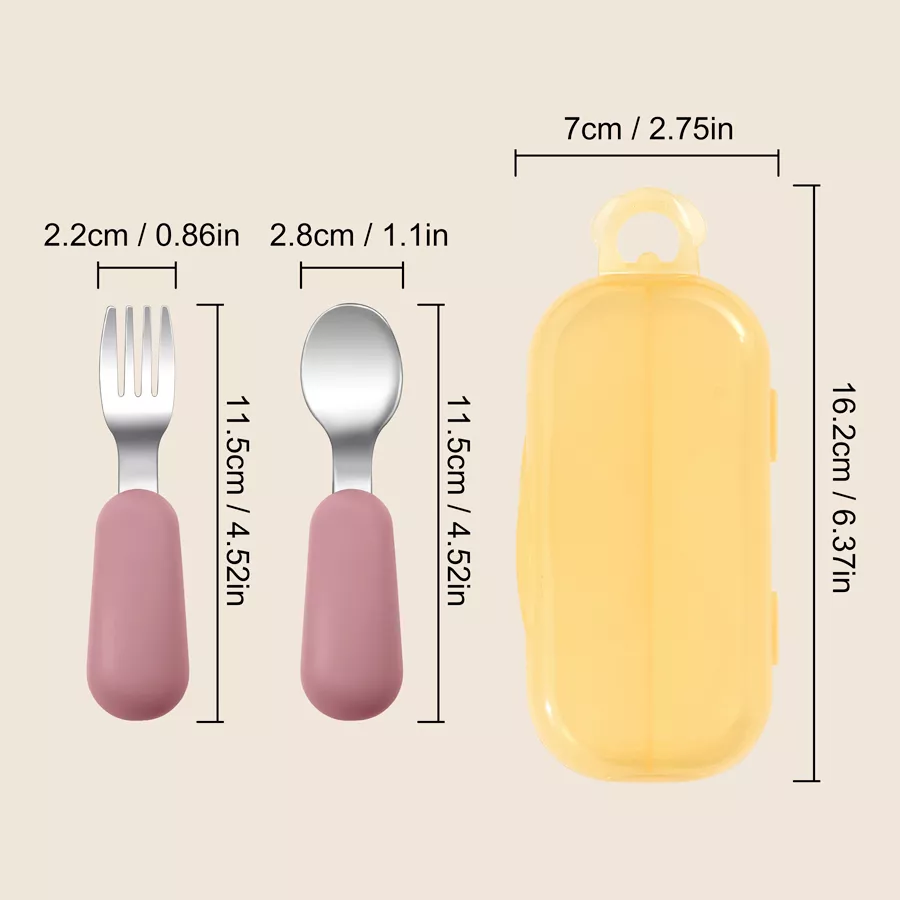 2PCS Silicone Stainless Steel Baby Fork and Spoon Set - Image 6