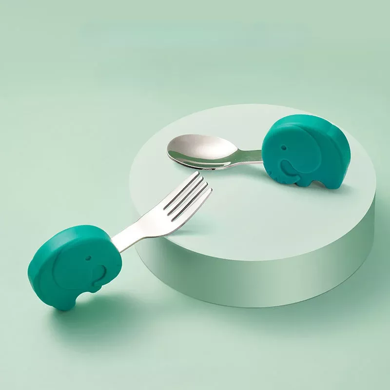 2pcs Silicone Baby Spoon and Fork Set - Image 2
