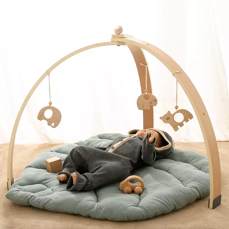 Wooden Baby Play Gym with Activity Pendants – Fitness Rack & Room Decoration - Image 2