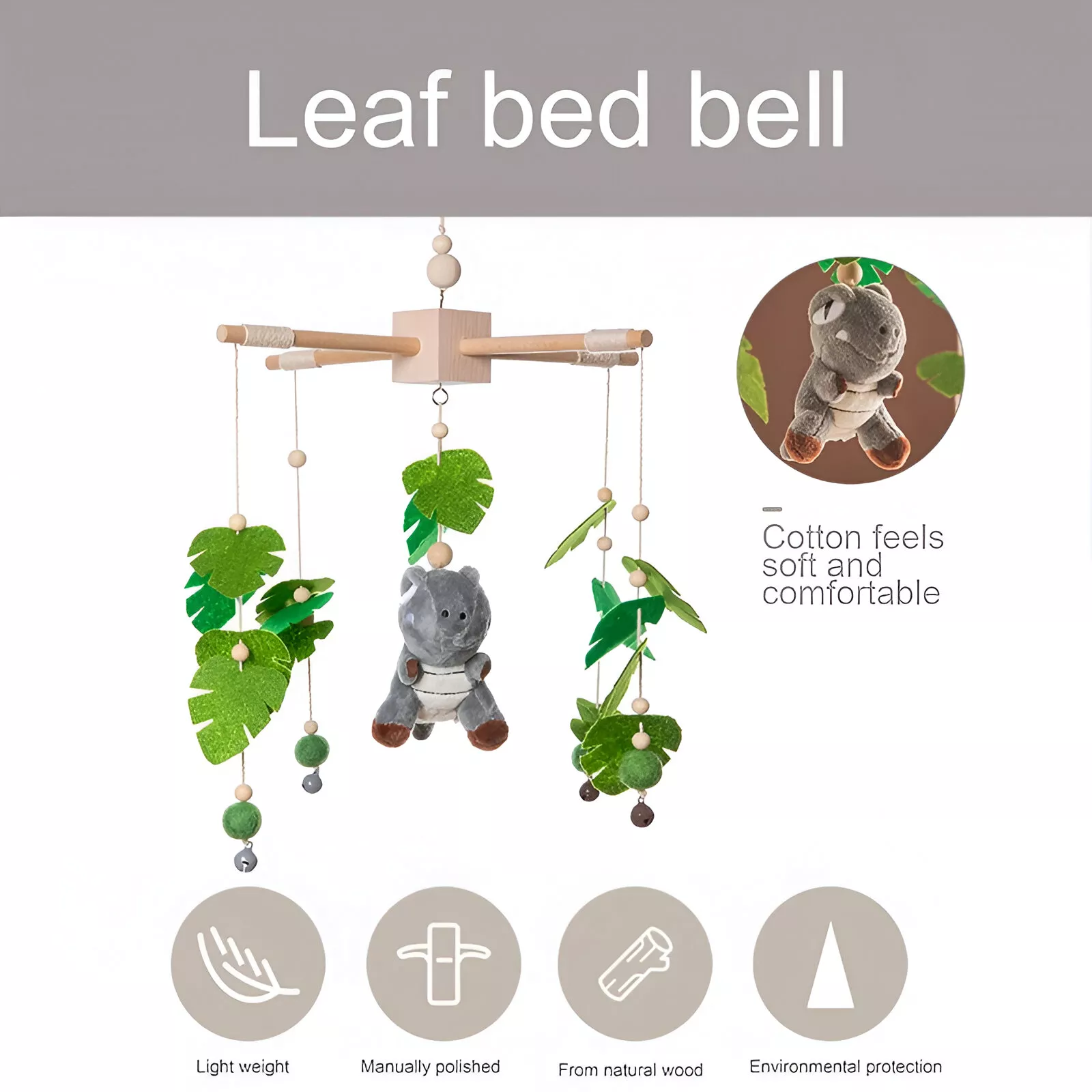 Baby Crib Mobile & Stroller Hanging Toy Set – Wooden Plush Rattle for Infants - Image 3