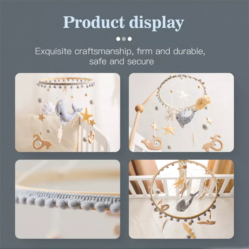 Wooden Baby Crib Mobile with Musical Whale Pendants for 0-12 Months - Image 5