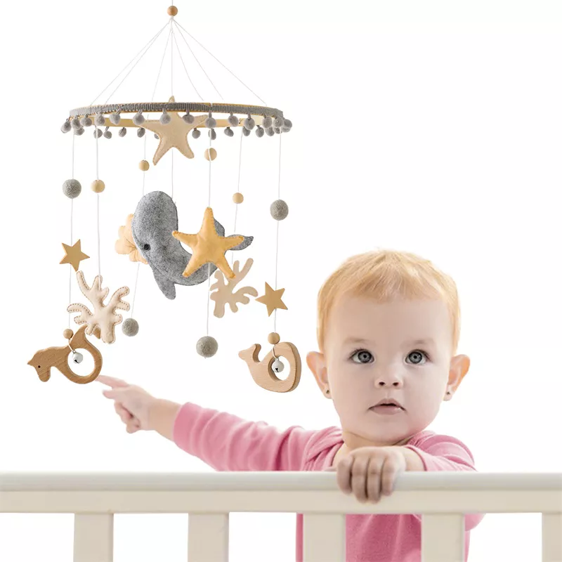 Wooden Baby Crib Mobile with Musical Whale Pendants for 0-12 Months - Image 6