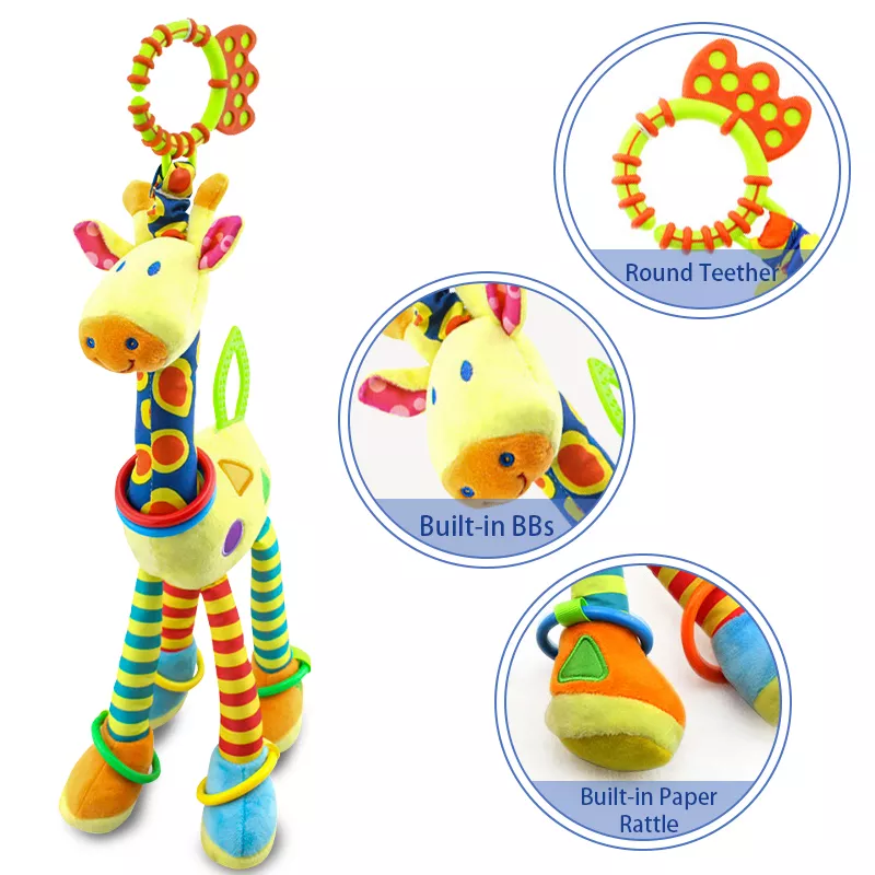 Soft Giraffe Plush Baby Hand Bell Rattle - Sensory Toy for Early Education - Image 5