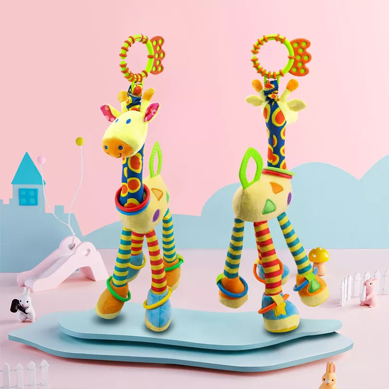 Soft Giraffe Plush Baby Hand Bell Rattle - Sensory Toy for Early Education - Image 2