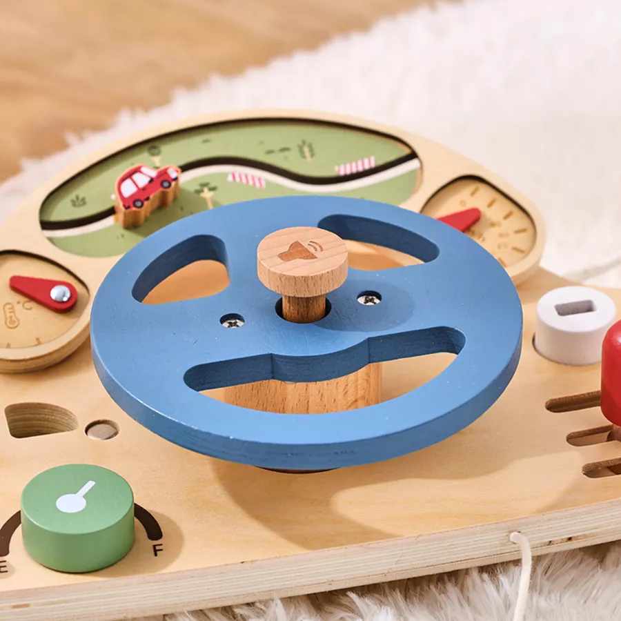 Wooden Montessori Steering Wheel Busy Board - Image 4