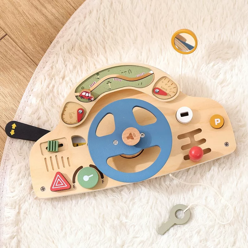 Wooden Montessori Steering Wheel Busy Board - Image 3
