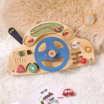 Wooden Montessori Steering Wheel Busy Board