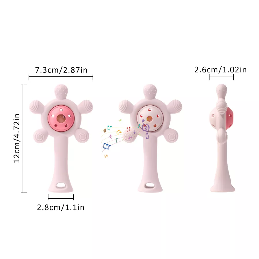 Silicone Baby Teether Rattle Toy – Soft Teething Ring and Sensory Chewing Toy - Image 6