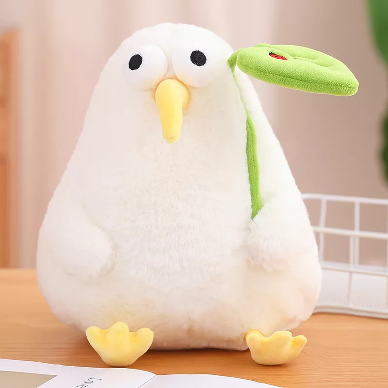 Adorable Kiwi Bird Plush Toy with Lotus Leaf - Image 2