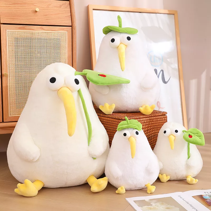 Adorable Kiwi Bird Plush Toy with Lotus Leaf - Image 3