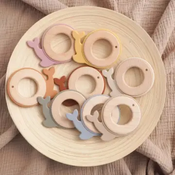 Kawaii Silicone Baby Teether Toy with Wooden Ring